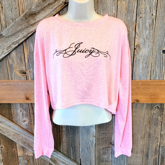 Juicy Couture Tops - juicy by juicy couture Crop Top y2k soft Relaxed fit pink Long Sleeve XL
